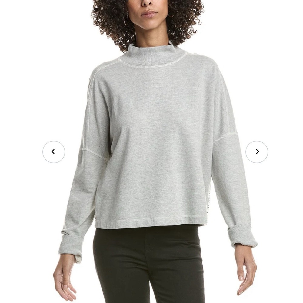 Michael Stars Mila Mock Neck Sweatshirt Gray XS Made in USA $128